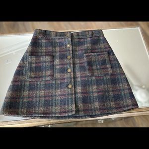 Plaid wool skirt
